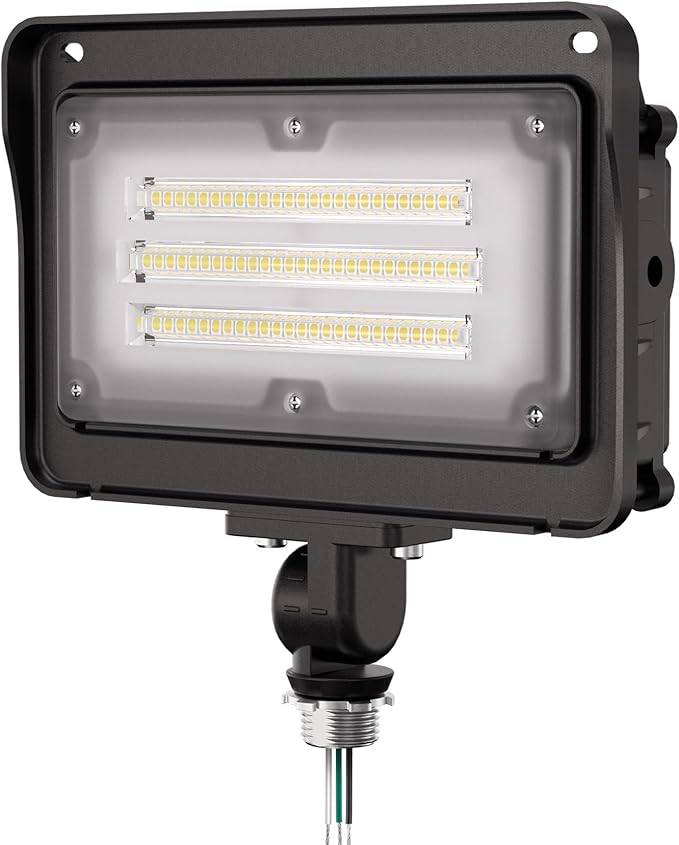CINOTON Dusk to Dawn LED Flood Light Outdoor 50W, 7000LM IP65 Waterproof Security Wall Light Fixture with 180°Knuckle for Warehouse Patio Porch Garage 5000K Daylight AC100-277V, 1 Pack