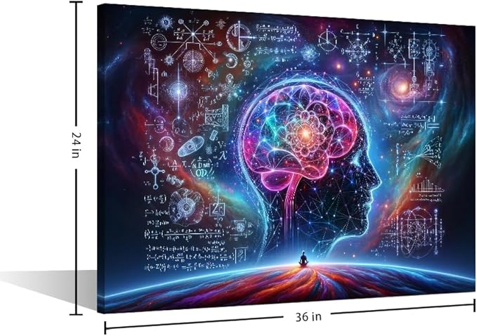 Canvas Wall Art for Living Room Artificial Intelligence Painting Artwork Robot Brain Posters and Prints House Decorations AI Paintings Wall Decor Neural Network Picture Hanging 24"Wx36"Hx1 Panel