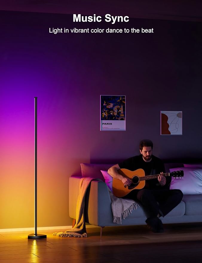 Corner Floor Lamp 70" 2 Pack, RGB IC LED Corner Lamp with APP and Remote Control, 16 Million Colors, Music Sync &Timing Function, Color Changing Ambient Light for Living Room, Bedroom, Gaming