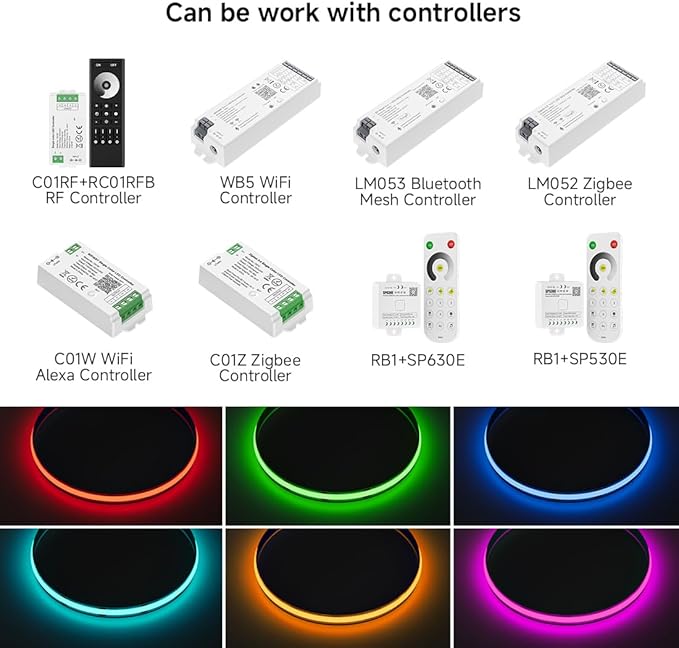 16.4FT COB Red LED Strip Light 24V Flexible High Density Uniform Bright 480LEDs/m Strips 8MM Width CRI90+ Dimmable COB LED Tape for Cabinet Kitchen Indoor Decor, No Adapter/Controller