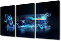 Framed Wall Art 3 Panel Canvas Wall Decor Cybersecurity Fingerprint and Secure Online Connection of Professional Trading Pictures Print On Canvas for Living Room Decoration, 36" Wx24 H