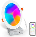 Smart Recessed Lighting 6 Inch, RGBCW Color Changing Canless Recessed Ceiling Lights, Dimmable Retrofit Downlight Compatible with Alexa, Siri, Google Voice & App Control with Junction Box, 1Pack