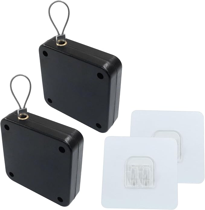 2Pcs Automatic Sliding Door Closer, Black, Steel, 1000g Tension, Punch-Free, Drill-Free, Office/Bathroom/Residential