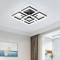 GEADI Modern LED Ceiling Light, 64W Dimmable Black Flush Mount Light 5-Square Ceiling Lamp with Remote Control, Acrylic Ceiling Chandelier Lighting for Living Room Bedroom Office, 3000K-6500K