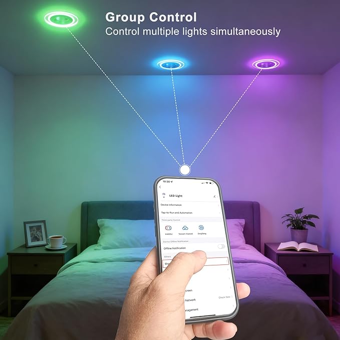 Lightdot 6 Inch Smart Recessed Lighting, 36° Spotlight + RGB Halo Ring, Dual-Zone Control, Full Metal RGBWW Color Changing LED Canless Downlight with Junction Box, Remote&App, 100-277V, 1Pack-ETL