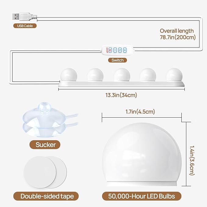 Makeup Light,Portable Led Vanity Lights with 3 Colors Lighting Mode Adjustable & Dimmable for Vanity Table Dressing Room Mirror