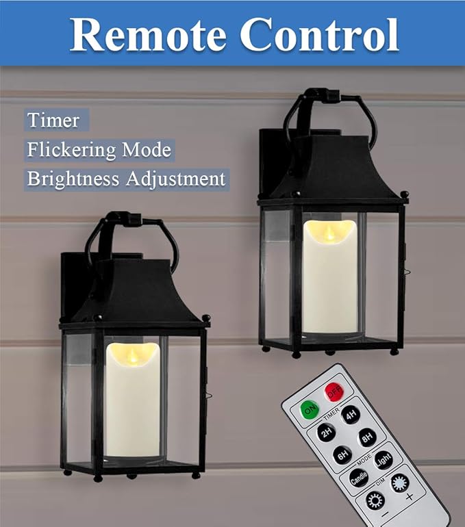 CANDLE IDEA 2 PCS 3"x7" Outdoor Waterproof Flameless LED Pillar Candles with Remote Timer, Battery Operated Electric Flickering Plastic Fake Candle for Halloween Christmas Lantern Decorations (Ivory)
