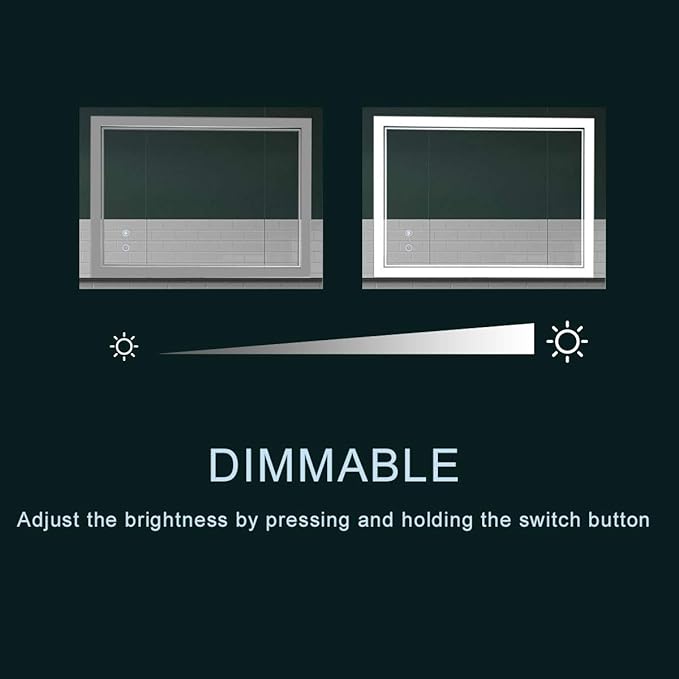 36" x 30" LED Bathroom Mirror Wall Mounted Anti-Fog Front Lighted Vanity Mirror Lighted Dimmable Led Makeup Mirror with Lights
