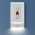 SnapPower 3 Pack MotionLight [for GFCI Outlets] - Motion Detecting LED Night Lights Built-in to Wall Plate - Bright/Dim/Off Options - Auto On/Off Sensor - (GFCI, White)