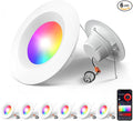 Amico 6 Pack 5/6 Inch Smart WiFi LED Recessed Can Lights, RGBCW Color Changing Retrofit Recessed Lighting, Baffle Trim, APP Control, Dimmer Compatible, 12W=110W 1100LM, IC & ETL
