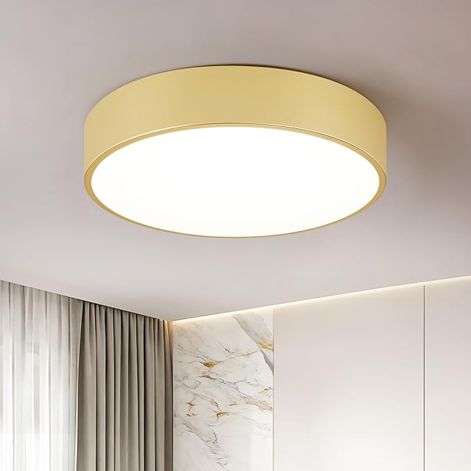 5CCT Modern Gold Close to Ceiling Light Fixtures,15.8 Inch Large Ceiling Lighting,Dimmable LED Ceiling Lamp for Bedroom, Living Room, Laundry Room