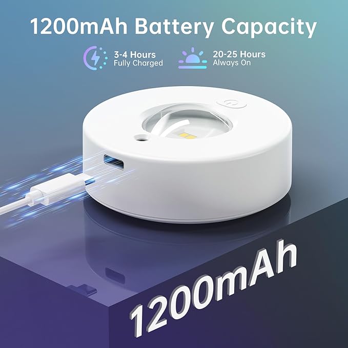 6 Pack Under Cabinet Lighting,Puck Lights with Remote,1200mAh Battery Operated Wireless Cloest Light,Under Counter Lights for Kitchen,Shelf,Hallway