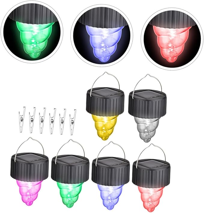 POPETPOP 6-Pack Colorful Solar Pendant Lights LED Outdoor Garden Decor Waterproof Hanging Solar Lamps for Patios Walkways and Events