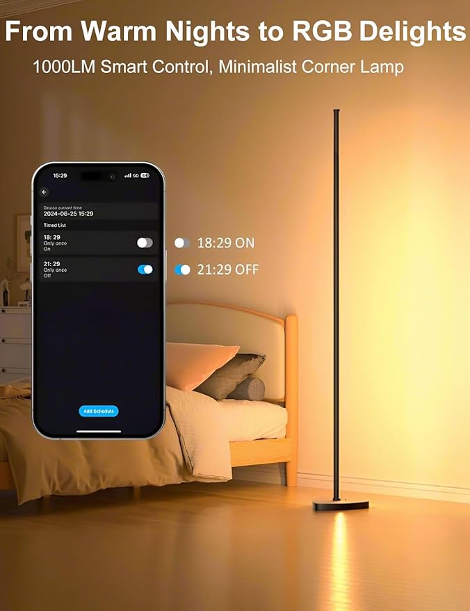Corner Floor Lamp 70" 2 Pack, RGB IC LED Corner Lamp with APP and Remote Control, 16 Million Colors, Music Sync &Timing Function, Color Changing Ambient Light for Living Room, Bedroom, Gaming