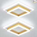 Modern LED Ceiling Lights, Gold Small Hallway Ceiling Light, 32W Cool White 6000K Acrylic LED Ceiling Light Fixtures, Close to Ceiling Lights for Bedroom Kitchen Bathroom(2 Pack)