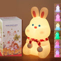 Rabbit Night Light for Adults Kids,LED Dimmable Animal Silicone Bunny Lamp Nightlight,Rechargeable BedsideTable Lamp withTouch Sensor 7 Colors,Gifts Decor for Kids Aduts,Bedrooms,Living Room