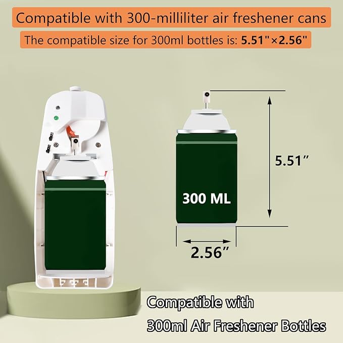 1 Pack Automatic Air Freshener Spray Dispenser, Timing Air Freshener Container, Suitable for Cans Size 5.51"×2.56", Cans Capacity 300ml/10fl.oz, Three Time Options for Spray
