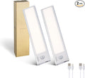 Magnetix 8in Re-Chargeable LED Under Cabinet Motion Sensor Light Bar with Magnetic Mounting Clips, Dimmable and 3-CCT Selectable in Brushed Aluminum (Pack of 2) for Kitchen and Closet