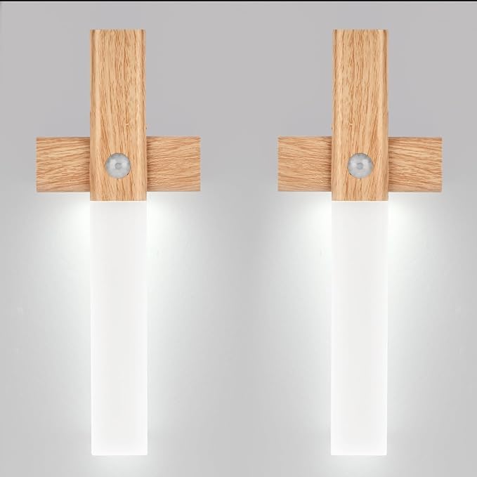 ASAWASA Under Cabinet Lights,Motion Sensor Light Indoor, 2 Pack Magnetic Dimmable Closet Lights, Wireless Under Counter Lights for Kitchen（White Light）