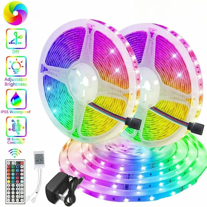 32FT Flexible 3528 RGB LED SMD Strip Light Remote Fairy Lights Room TV Party Bar (3528 16.4FT Full KIT)