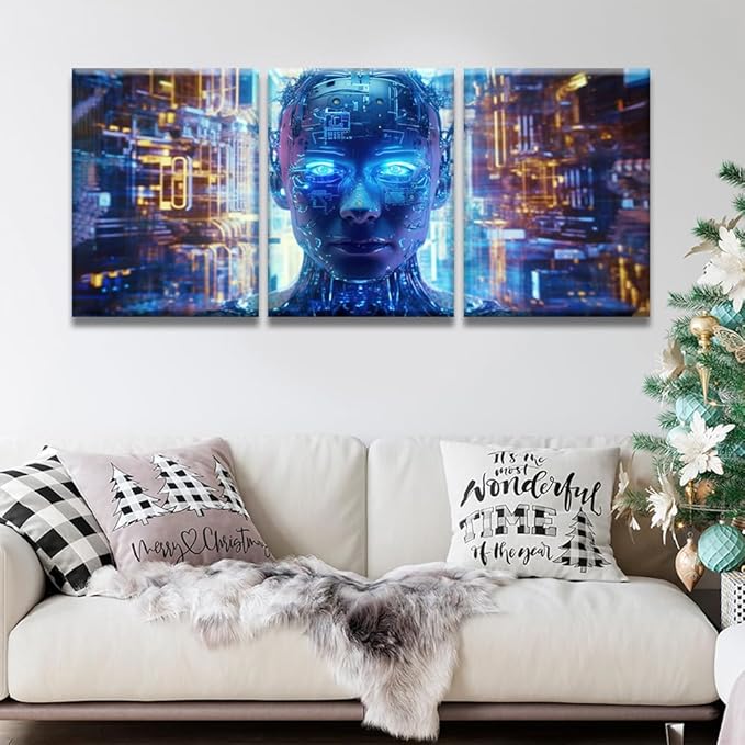Canvas Art Wall Decor for Bedroom Cloud Networking, Crypto, AI Art Prints Cyber Security, Cloud Managed Canvas Art Wall Painting Artwork for Bedroom Wall Decor Framed Ready to Hang 12x16inchx3