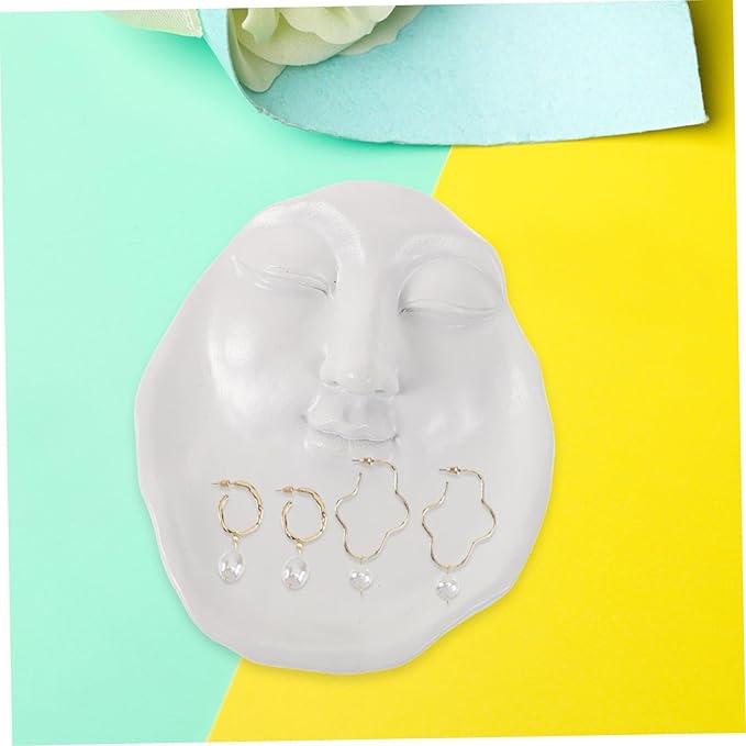Elegant Artistic Face Resin Tray for Jewelry Storage and Candle Holder White Minimalist Decorative Organizer for Clean Girl Decor Apartment and Bathroom Accent