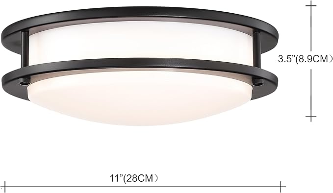 11 Inch LED Ceiling Light Fixture, 2700K/3000K/3500K/4000K/5000K Adjustable, Dimmable Flush Mount Modern Lighting for Bedroom Living & Laundry Room Kitchen Hallway Bathroom Basement, Black, 2 Pack