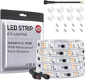 BTF-LIGHTING IP68 Waterproof Outdoor WS2811 RGB IC LED Strip Addressable Dream Color Flexible 5050SMD Light DC12V 16.4ft 60LEDs/m 20Pixels/m Can Work Outdoor White PCB(No Adapter or Controller)