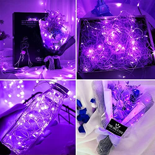 2 Pack Battery Operated UV Blacklight, 16.4ft 2835 LED UV Lamp Beads 8 Modes Flexible Black Lights Fixtures Fairy String Lights with Remote for Fluorescent Party Stage Body Paint Halloween Décor