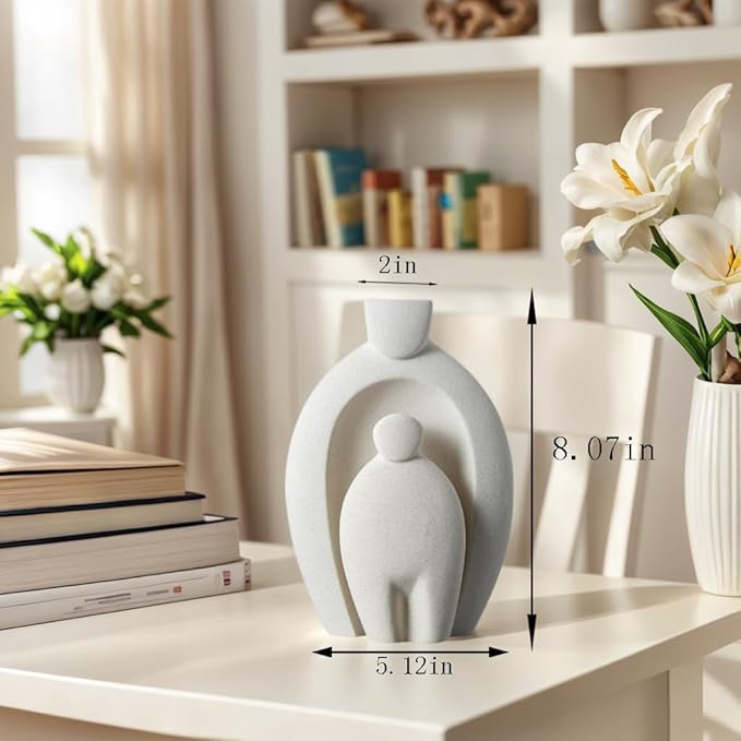 Bohemian Style Shelf Decoration (2-Piece Set), a Modern Home Decoration Flower vase, Suitable for Desktop, Fireplace Rack, Bookshelf, Living Room Art Combination Ornaments, (White)