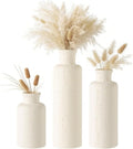 Flower Vase Set, Stone Look, 3 PCS Small Decorative Bud Vases for Pampas Grass, Farmhouse Decor, Kitchen, Living Room, Bathroom, Bedroom, Office, Shelf Centerpiece Table Decoration (White)