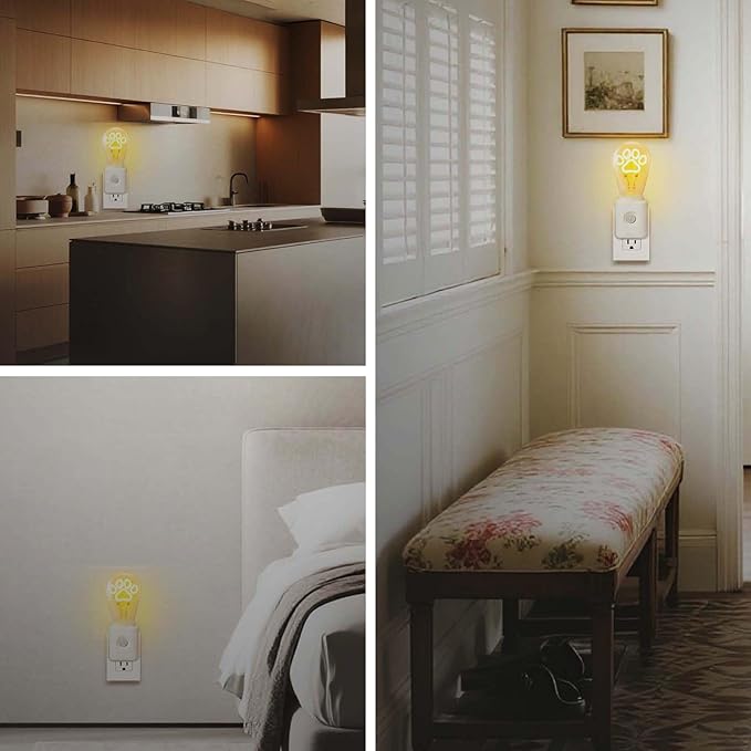 Led Night Light Plug-in, Dusk to Dawn & Motion Sensor, Vintage 2200K Filament Light, 10-100LM Adjustable Brightness, Unique Gift for Birthday, Halloween,Christmas, 1 Pack
