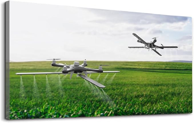 Wibinuki Wall Art Wall Decor Wall Paintings Drones spraying a field for Living Room Bedroom Bathroom Home Decor Can Be Hung Directly 20"x 40"
