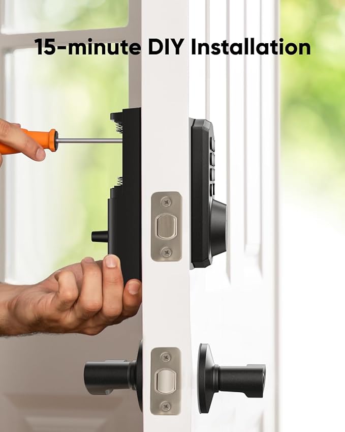 eufy Security Smart Lock C30, Keyless Entry Door Lock, Built-in WiFi Keypad Deadbolt for Front Door, No Bridge Required, Easy Installation, Reliable Power, Traditional, Black