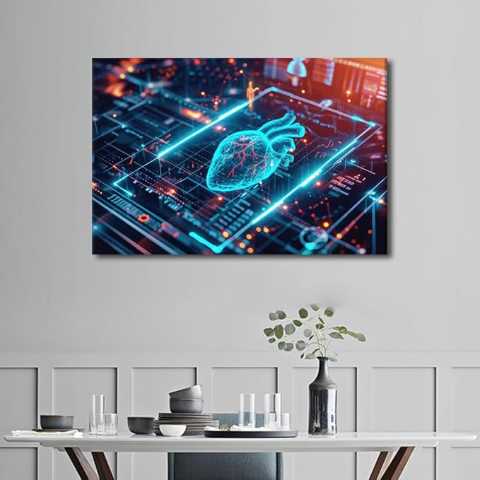 Artificial Intelligence Canvas Printing Wall Art Large Wall Art for Living Room AI Generated Print Artwork Canvas Office Computer Screen Picture Framed Wall Art Office Bedroom 24" Wx36 Hx1 Panel