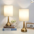 Boncoo Set of 2 Bedside Touch Lamps, 16 Inch Dimmable Small Nightstand Lamp, Night Light Lamp Simple Touch Table Lamp with Brass Metal Base for Living Room Bedroom Office, A19 3000K Led Bulb Included
