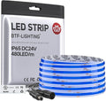 BTF-LIGHTING FCOB IP65 Waterproof Blue Color COB LED Strip 16.4FT DC24V 480LED/m 8mm Width Flexible High Density CRI 90+ Dimmable LED Light for Home Indoor Decor(No Controller or Adapter)