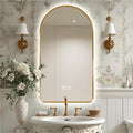 40"L x 30"W Arched LED Bathroom Mirror, Brushed Gold Frame, Backlit Vanity Mirror with Lights, Wall Mounted Lighted Mirror, Dimmable 3-Color Shatter-Proof Arch Smart Mirror, UL-Listed, CRI≥93