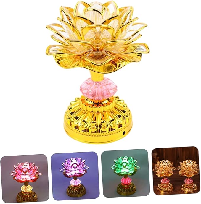 1Pc Color Changing LED Lotus Lamp Elegant Hall Light Ornament for Home Decoration for Living Room Bedroom and Meditation Spaces
