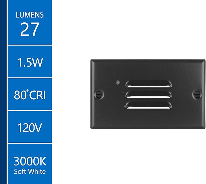 NICOR Lighting STP2 Horizontal Louvered Black LED Step Light with Photocell (STP2L120HBKPC)
