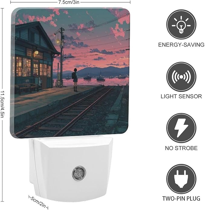 Plug in Night Light with LED & Smart Light Sensor, Track Auto-On/Off Night Lights Plug Into Wall for Bedroom, Bathroom, Hallway, Stairway