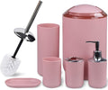 CERBIOR Bathroom Accessories Set 6 Piece Bath Ensemble Includes Soap Dispenser, Toothbrush Holder, Toothbrush Cup, Soap Dish for Decorative Countertop and Housewarming Gift (Blush pink-6pcs)