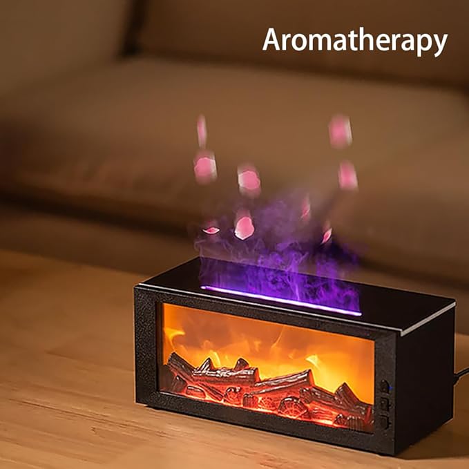 Flame Aroma Humidifier, 300ml Essential Oil Diffuser with Fire Effect Night Light & Remote Control, Ultrasonic Cool Mist Air Humidifier for Home, 7 Color LED, Auto Shut-Off, Gift Set Included