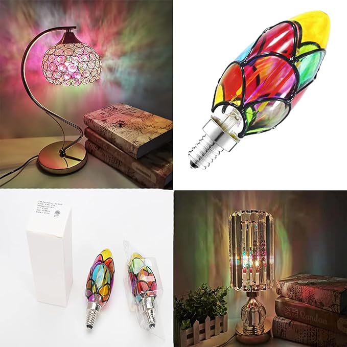 I-SHUNFA Edison Glass LED Light Bulb C35, E12 Standard Base 3.5 Watts Heatless C35 LED Light Bulbs for Home Party, Recreation Room,Balcony,Garden,Christmas Decoration 2 Pack