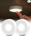 EZVALO LED Puck Lights, Rechargeable Battery Touch Light, 2.5'' Mini Tap Lights, Wireless Closet Light, Under Cabinet Lighting, 3 Color Temps, Sitck On Lights for Kitchen,Closet,Pantry,Shelves(2 Pack)