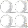 HOLKPOILOT Puck Lights with Remote Control, Under Cabinet Battery Operated, Under Counter Puck Lighting, Wireless Stick On Lights White (4pack)