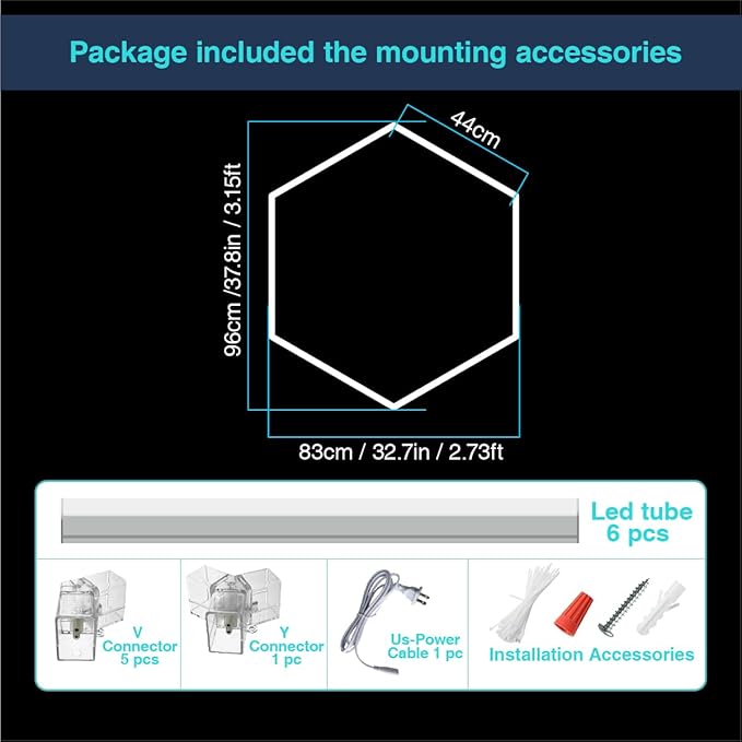 Hexagon LED Light: Honeycomb Garage Lights Super Bright Car Detailing Ceiling LED Shop Light for Warehouse Workshop Gym Basement Car Care Wash Room (1 Hexagon Non dimmable)