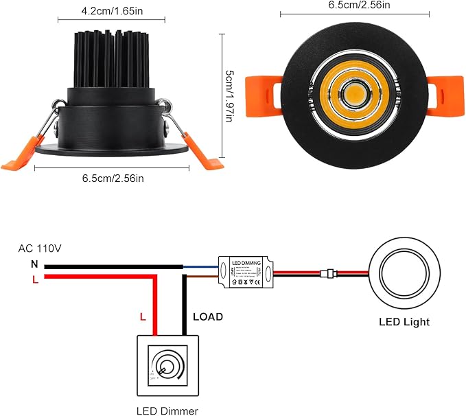 inShareplus 2 Inch LED Downlight, 3W Recessed Lighting 220LM COB Dimmable, 4000K Natural White, CRI80, Black Trim, Ceiling Lights with LED Driver, 12 Pack