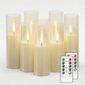 8Pcs Flameless Candles, Battery Operated Candles, LED Flickering Candles with Remote, Realistic Dancing Flame, Acrylic Ribbed Design for Home Holiday Wedding, Party D2.2 (Ivory)