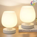 Cordless Touch Bedside Table Lamp Set of 2, Rechargeable Battery Operated Desk Lamps with 8 RGB Colors, Dimmable Small Glass Nightstand Light for Living Room Bedroom Kitchen Counter